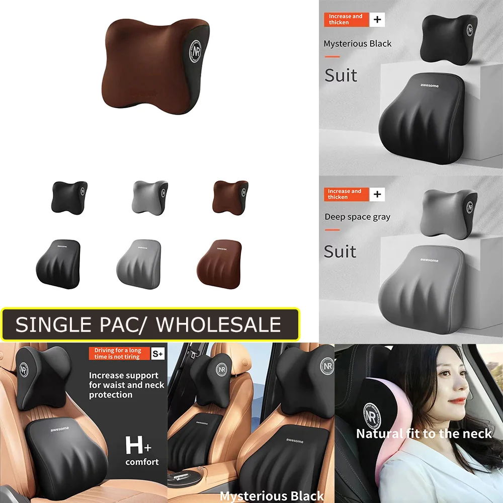 Car Headrest Lumbar Support Lumbar Cushion Memory Foam Cushion Backrest Lumbar Pillow Car Neck Pillow Car Seat Cushion