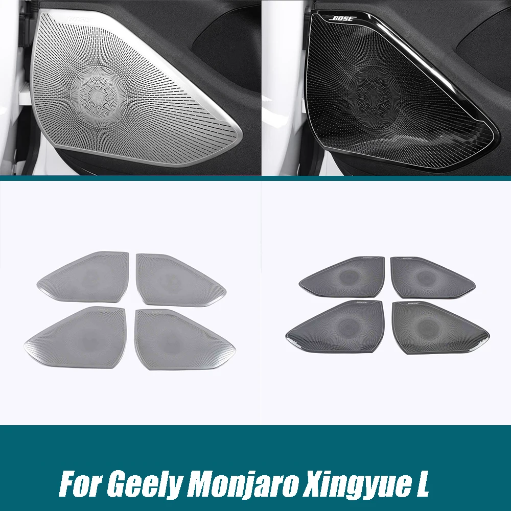 For Geely Monjaro Xingyue L 2021-2023 Stainless Car Four Doors Speaker Horn Cover Trim Car-Styling Stickers Accessories 4pcs/Set