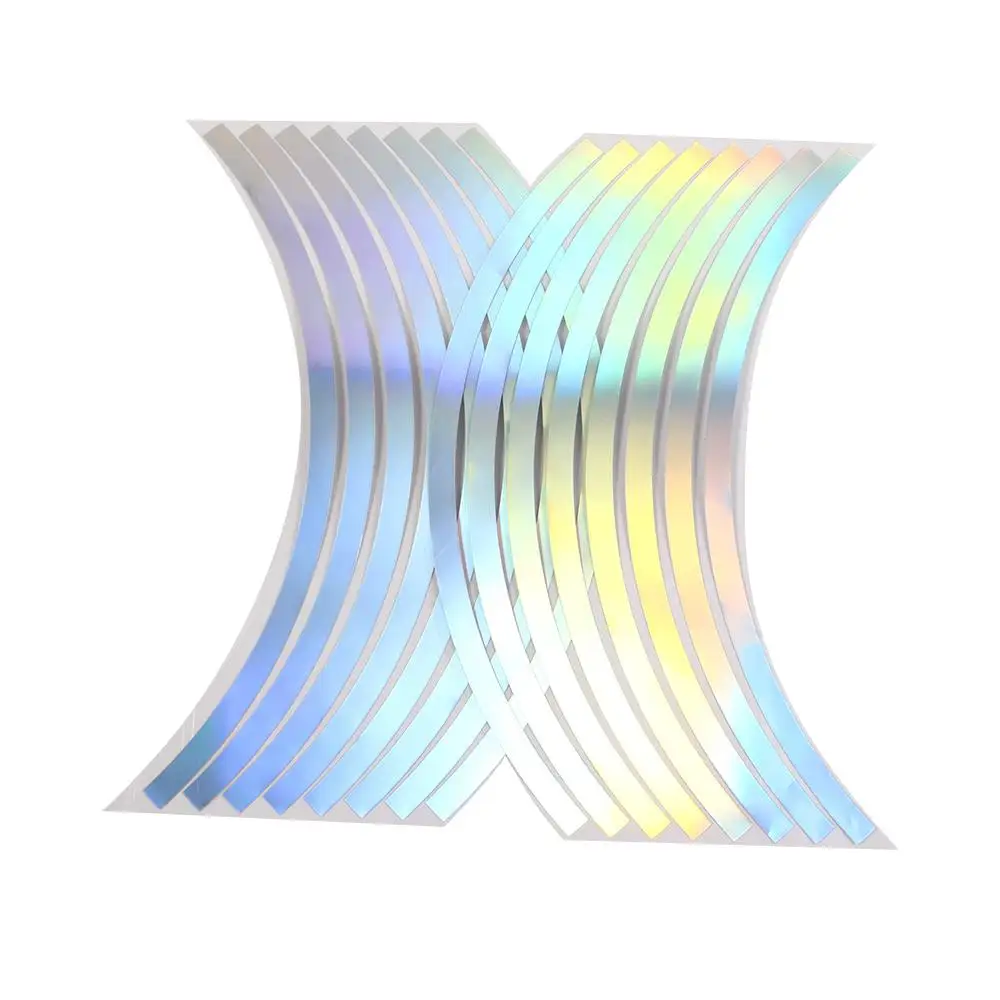 10/12/14/18 inches 16 Stripes PVC Laser Wheel Rim Tape Motorcycle Reflective Stripes Wheel Sticker Reflective Rim Stripe