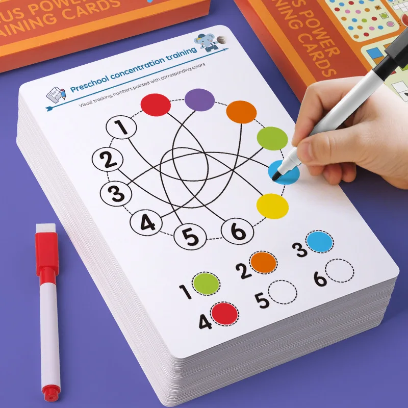 Magical Tracing Workbook Control Training Book Reusable Kids Tracing Cards Children's Concentration Training Fun Games Ages 3-8