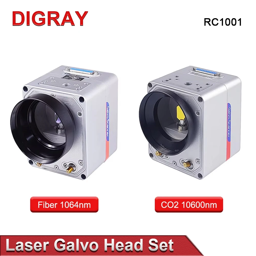 DIGRAY SINO-GALVO RC1001 CO2& Fiber Laser Scan Galvo Head Set 10.6Um 1064nm Apeature 10mm Galvanometer Scanner with Power Supply