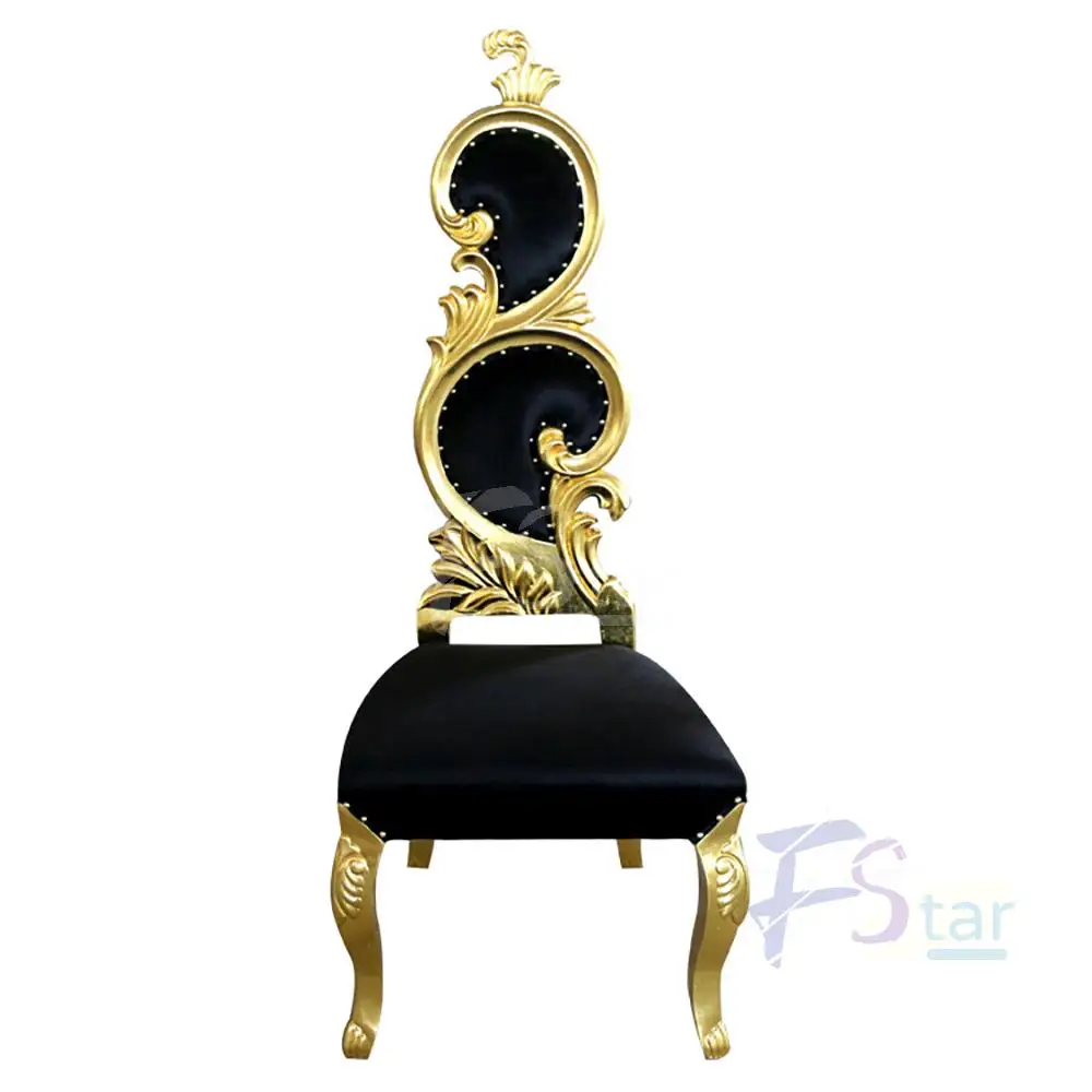 2pcs High Back Golden Pedicure Royal Bridal Throne king Queen Chairs for Bride and Groom