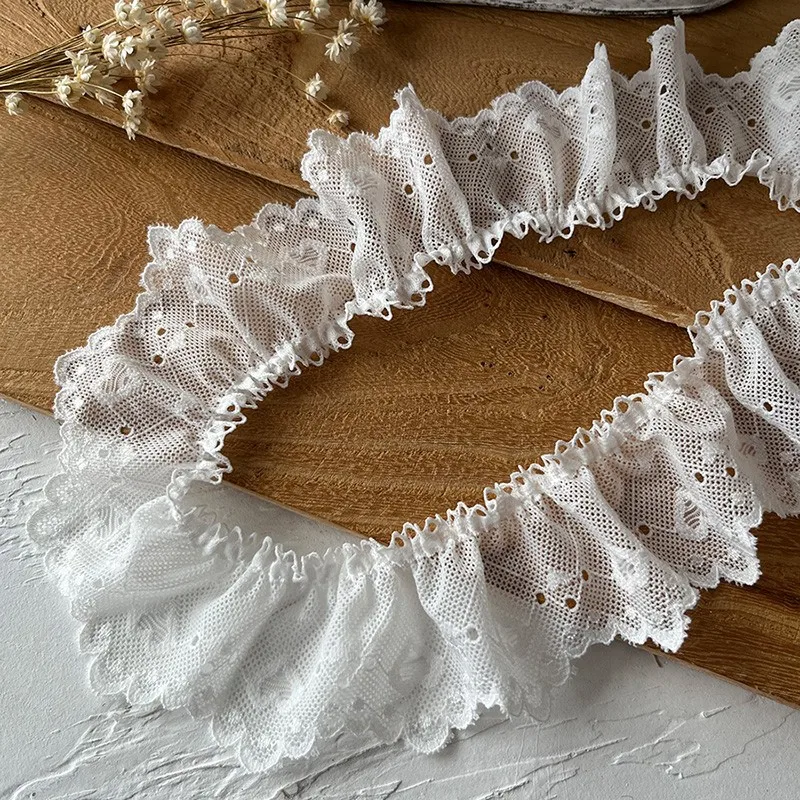 2 Meters Sweet and Soft Heart Pattern Pleated Lace Dress Decoration Clothing Accessories Handmade Do It Yourself  Materials