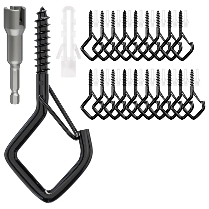 

ABRU-Heavy Duty Ceiling Hooks With Safety Buckle, Screw Hooks For Hanging Plants, Outdoor String Lights, Wind Chimes
