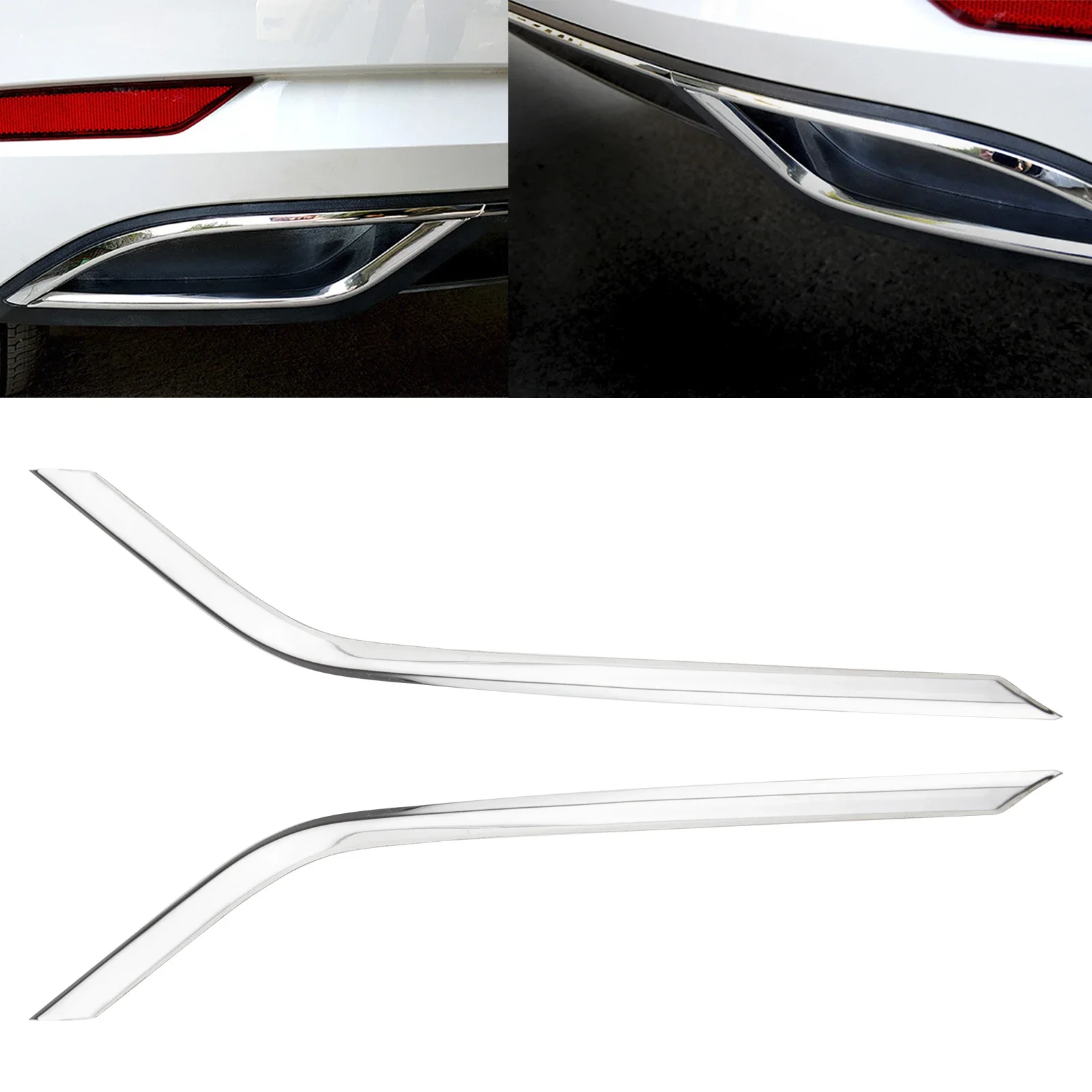 For Golf Mk7 VII 5-door sedan 2018 1 Pair Rear Bumper Trim Bezels Stainless Steel Chrome Left and Right