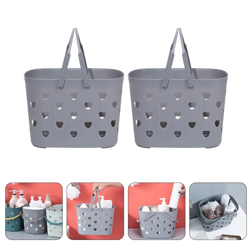 

2pcs Bathroom Storage Basket Plastic Handheld Sundries Organizer Fruit Vegetable Holder Home Decoration Foldable Utility