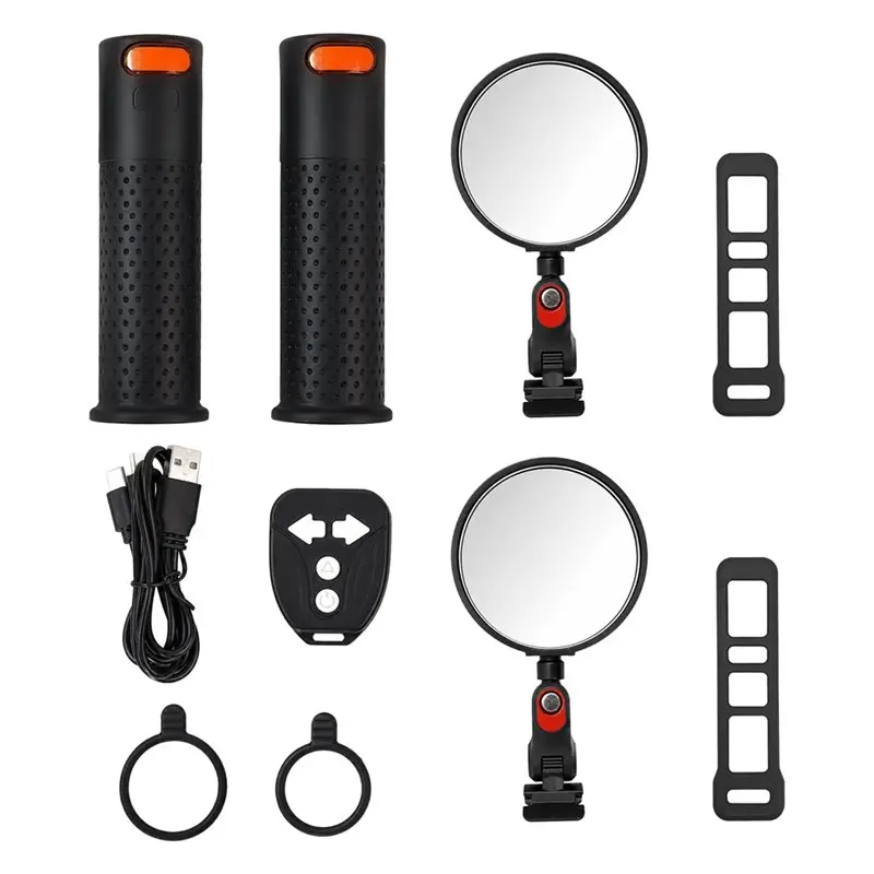 

Universal Scooter Turn Signal Handlebar Grip For ZT3/E3/F3/9 Scooter/Bicycle Convex Rearview Mirror + Turn Signal-AT20
