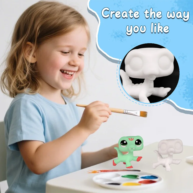 

9pcs LPS DIY White Mold Crocodile 106 Parent-child Interactive Children's Non Bobble Head Toy Cultivating Children's Drawing