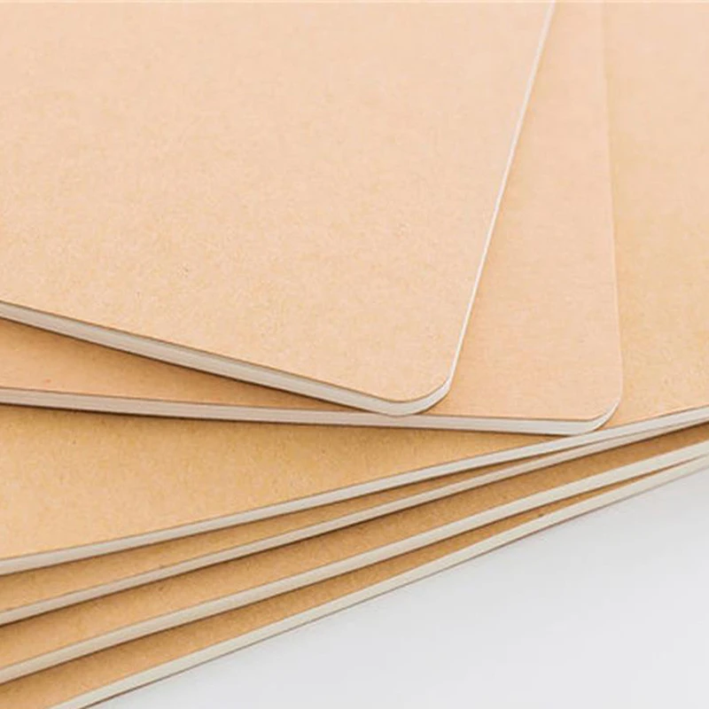 A5 Kraft Cover Notebook Retro Diary Horizontal Grid Simplified Homework Student Writing Car Line Exercise School Office Suppliel