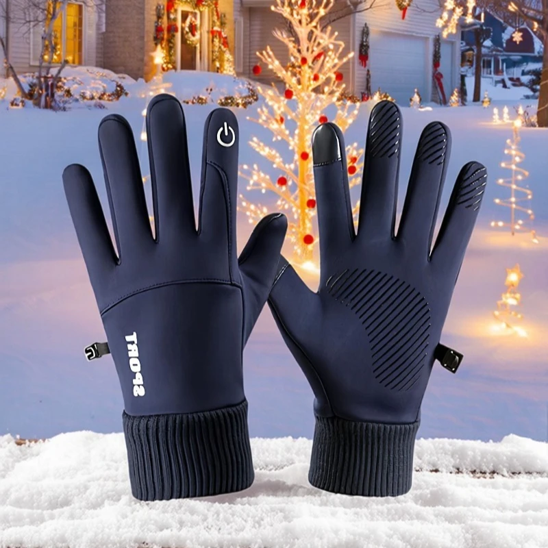 Dicke, warme Stoffhandschuhe für Herren im Winter, Touchscreen-fähig, rutschfest, geeignet zum Radfahren, Skifahren und als wasserdichte, winddichte Sporthandschuhe.