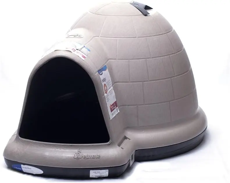 Petmate Large Dog House Outdoor Weatherproof - Indigo Igloo Dog House, Made in USA, for Large Dogs 50 to 90 pounds, TAUPE/BLACK