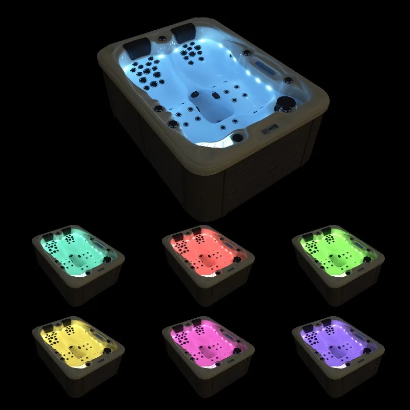 3-Person Outdoor Hot Tub Whirlpool Massage Plug and Play Floor Protect Spa Custom