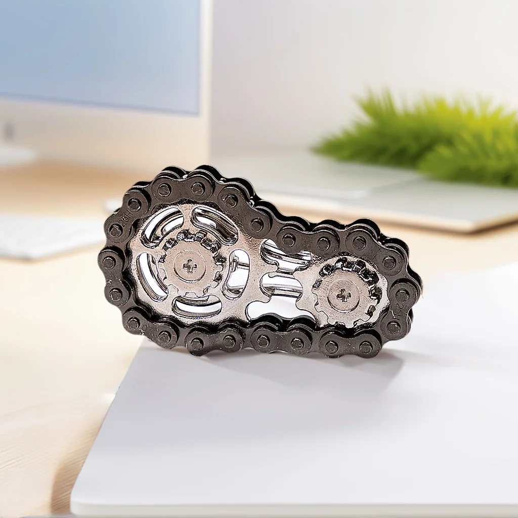 Bike Chain Fidget Spinner Silent CNC Stainless Steel Gear Desktop Toy for Adults Steampunk Decor Stress Relief Focus Office Art - Detail 1