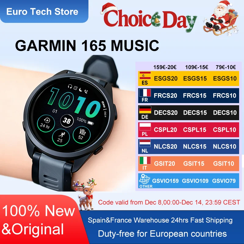 GARMIN Forerunner 165 musique SmartWatch 43mm en cours d'exécution GPS 1.2 pouces AMOLED Touch 25 + écran de sport