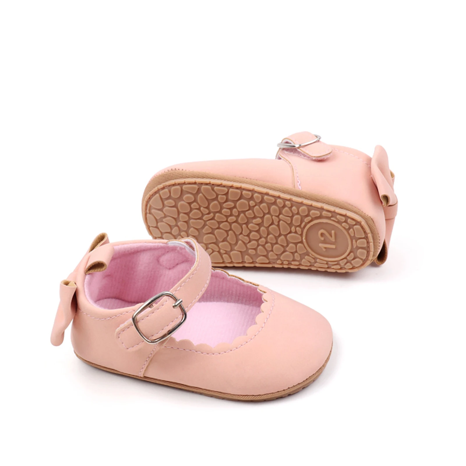 

BeQeuewll Baby Girls Shoes Premium PU Flats Infant Bow First Walker Anti-slip Crib Shoes for Party Baby Shower Toddler Shoes