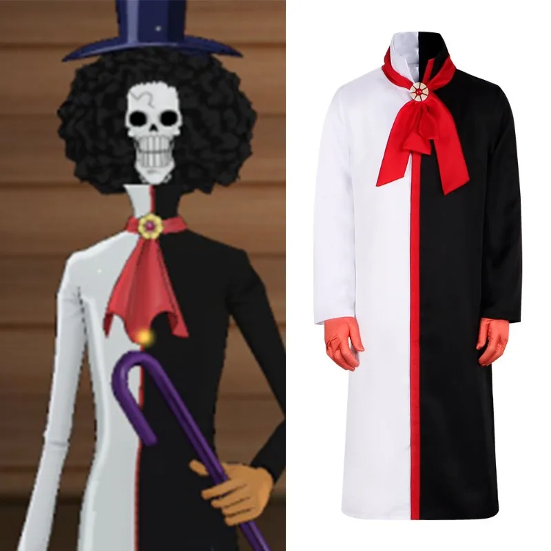 2026 Neues Anime Burukku Cosplay Kostüm Wano Kuni Musiker Brook Robe Uniform Erwachsenen Herren Halloween Weihnachtsanzug Outfit