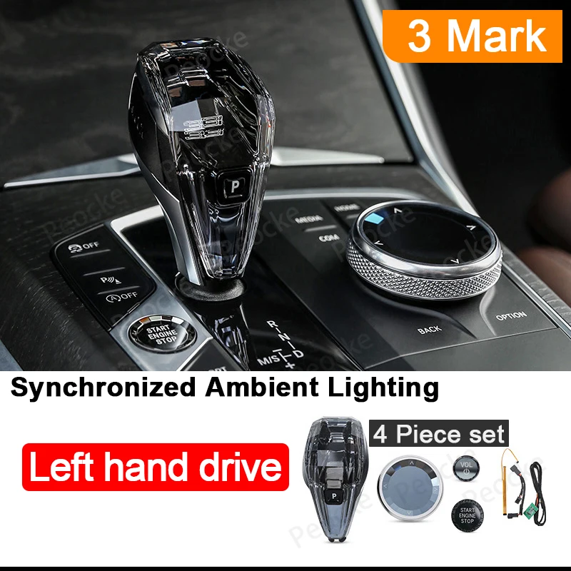 

Crystal Gear Shift Knob with Sync Ambient Light For BMW X5 G05 G06 G07 ix3 G01 G08 G02 G20 G21 G22 G26 G29 G15 G16 Car Interior