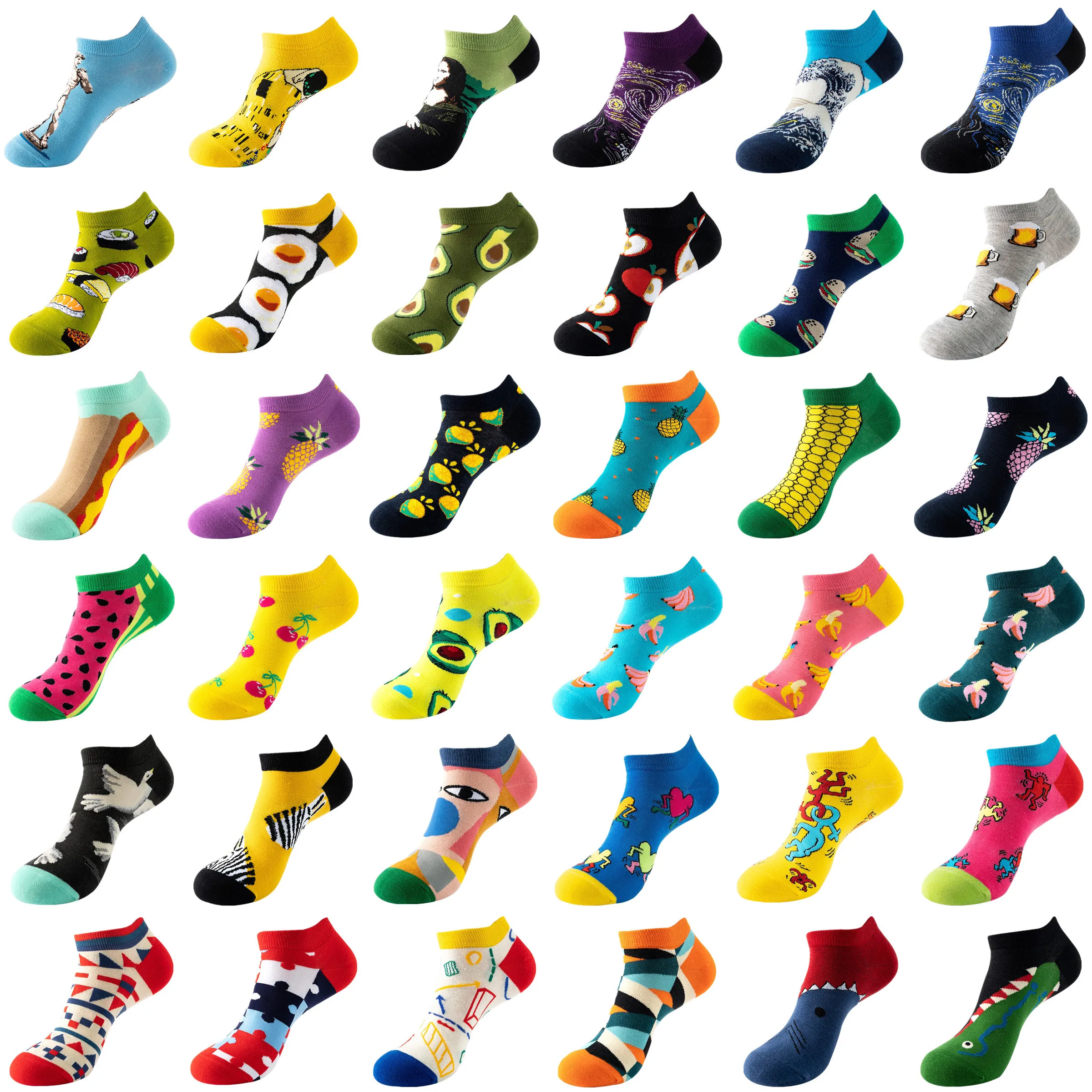 1Pair Ins Trend Cotton Fashion Unisex Women Fruit Food Shor Happy Socks Girls Funny Breathable Summer Casual t Ankle Boat Sox