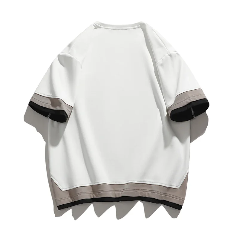 Large Size 8xl 2024 New Summer Men's T-shirt Fashion Color Collision Short-sleeved Men Loose and Versatile t shirt