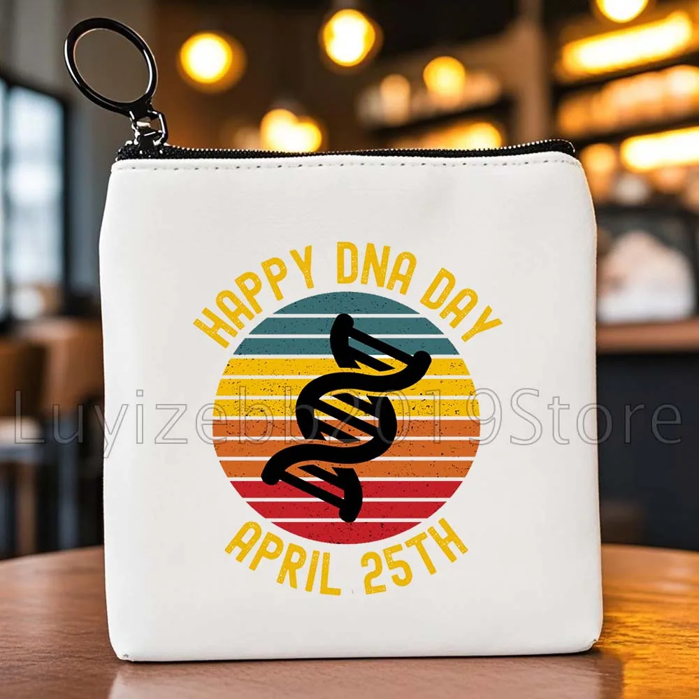 Grappige wetenschap biologie schoolleraar geschenken schattige DNA bioloog canvas portemonnee tas sleutel opslag kaart tassen cartoon portemonnee etui