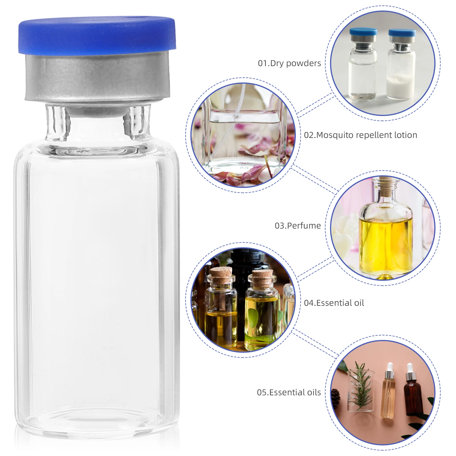 

20pcs Dry Powder Vials Clear Glass Sample Bottles 12ml 22x60mm Empty Containers Secure Clear Glass Bottles Caps Storage