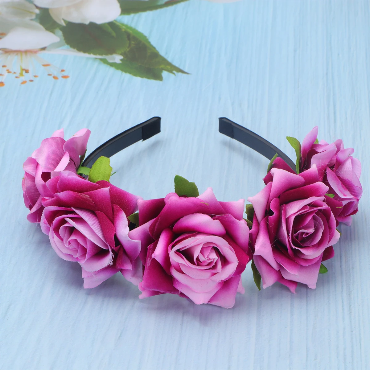 

1Pcs Rose Headband Dark Pink Elegant Simulation Flower Hair Hoop Lightweight Comfortable for Wedding Party Photography Hair
