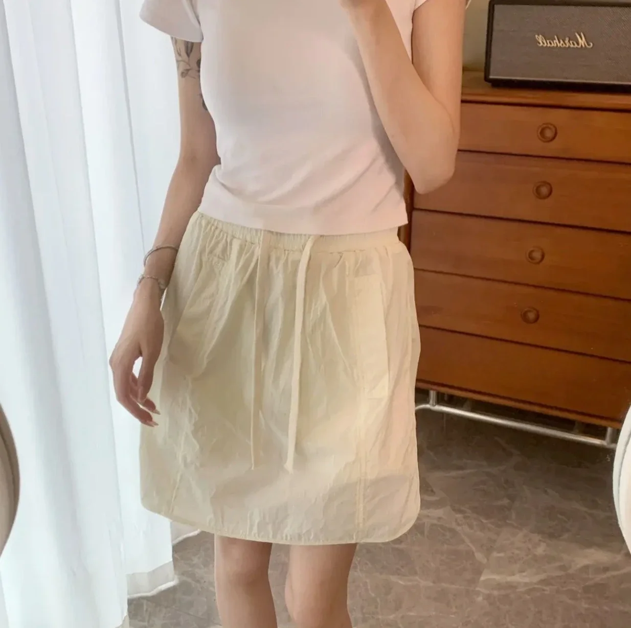 American High Waist Short Cargo Skirts Women Summer New Stylish Big Pockets Quick Dry Sporty Skirt Simple Solid A-Line Faldas