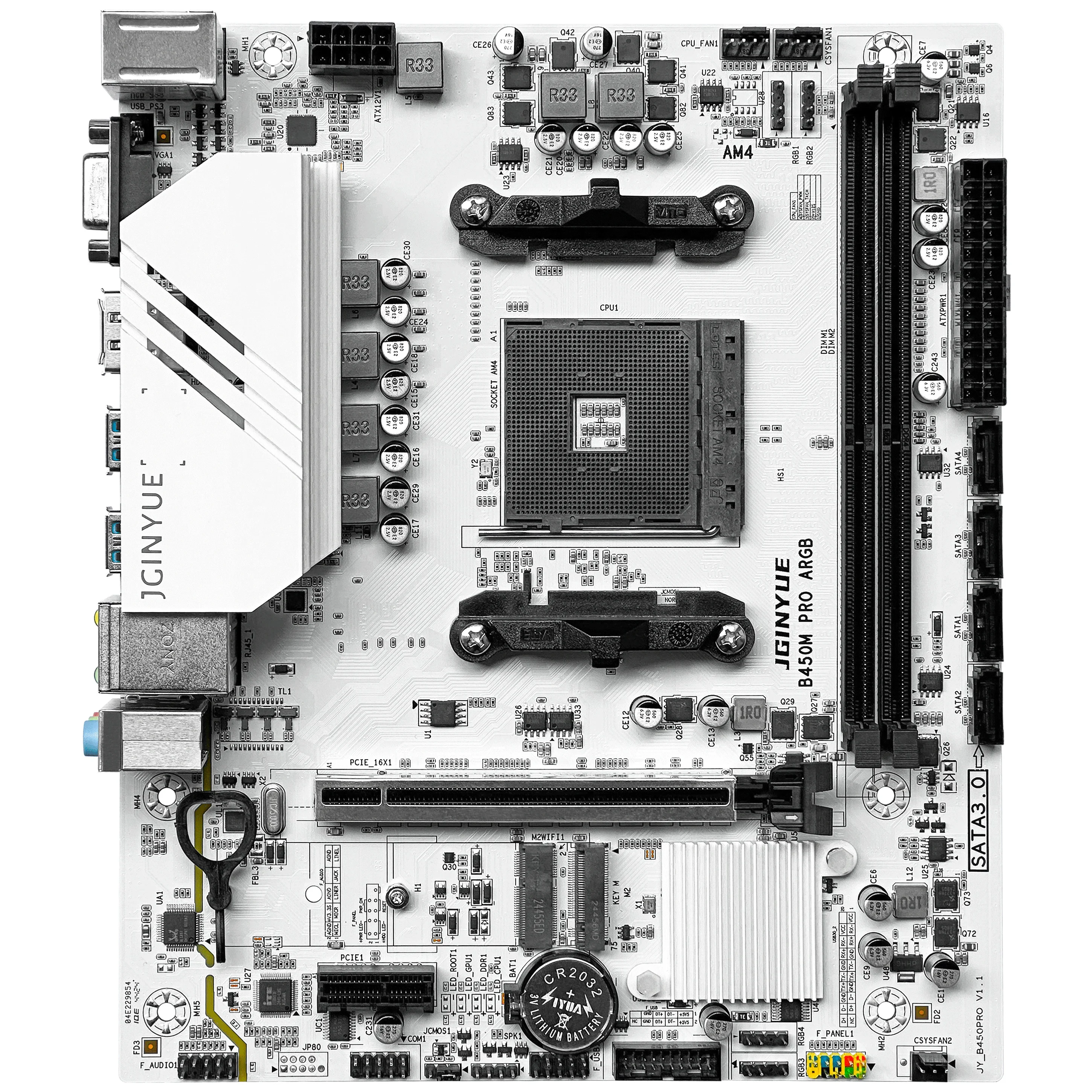 JGINYUE B450M PRO ARGB AM4 Motherboard Ryzen 1000 2000 3000 4000 5000 CPU DDR4 Max 32GB M.2 NVMe SATA3.0 PCIE Desktop PC MB