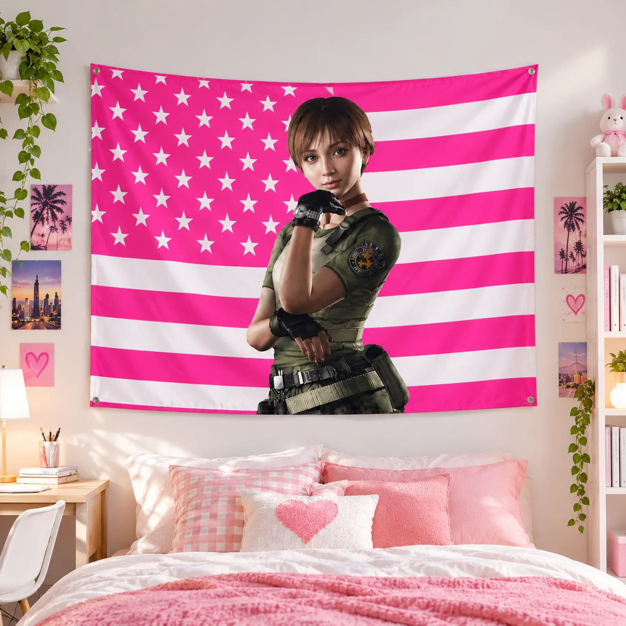 Rebecca Chambers Pink Flag Tapestry Suitable For Home Bedroom House Dorm Wall Decoration Perfect Gift For Friends