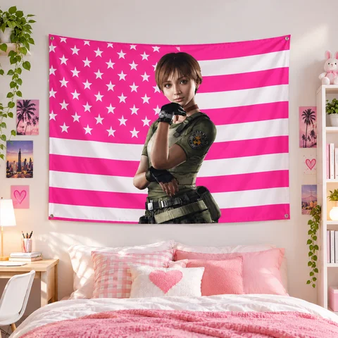 Rebecca Chambers Pink Flag Tapestry Suitable For Home Bedroom House Dorm Wall Decoration Perfect Gift For Friends