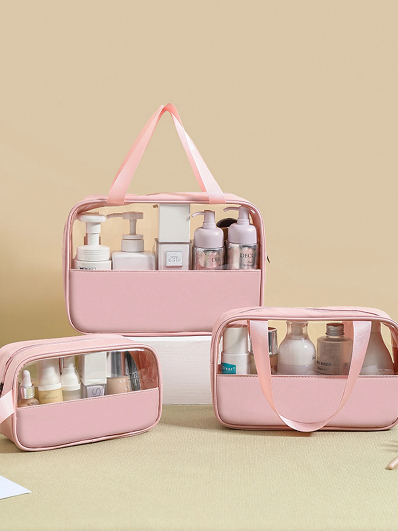 Portable Travel Cosmetic Bag Women Transparent Makeup Bag Large-Capacity Bath Wash Bags Multifunction Waterproof Storage Case