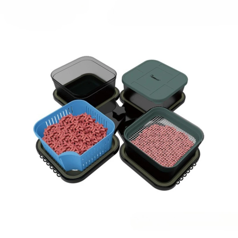 Multi-functional Folding Bait Rack Box Compact Portable 1600ml High Capacity Bait Service Set High-quality Fishing Accessories