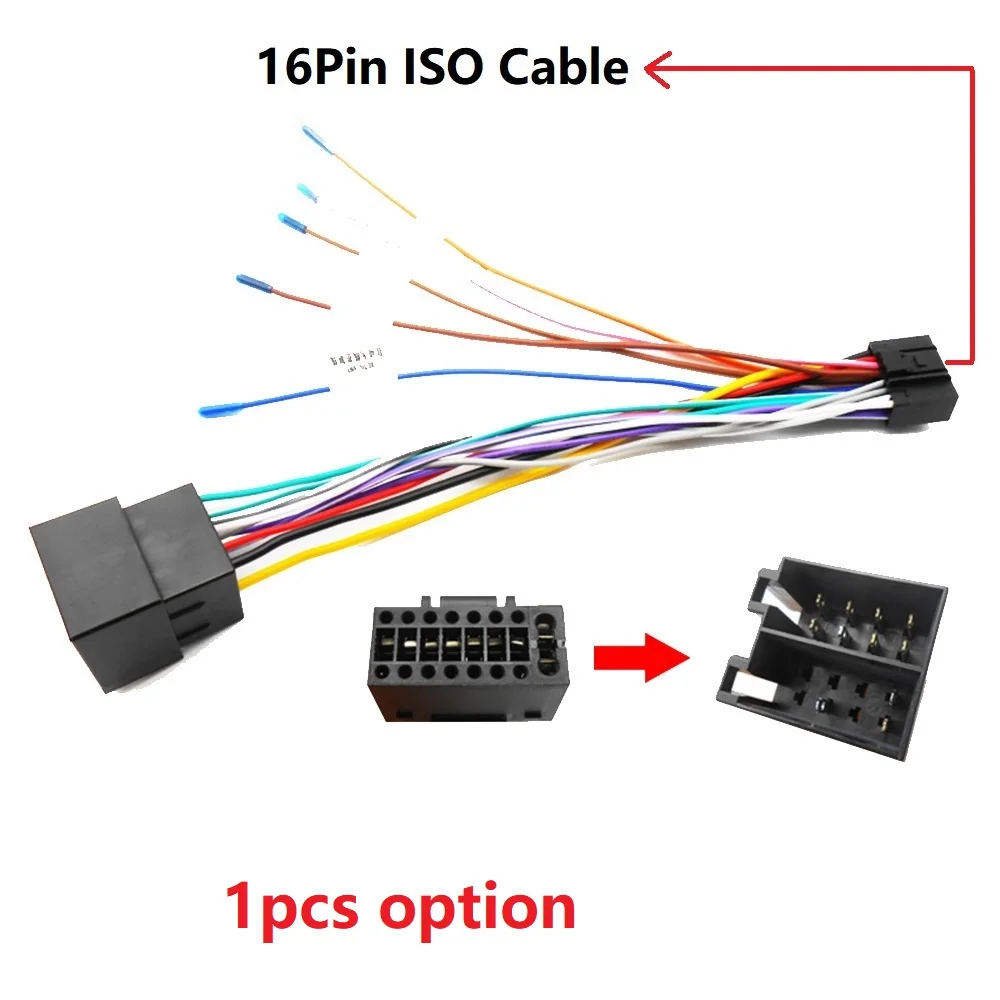 16 Pin ISO Power Cable for All Thin Head Unit To Meet Plug & Play with Car Power Cable Fit All Sellers' Car Navigation GPS Video