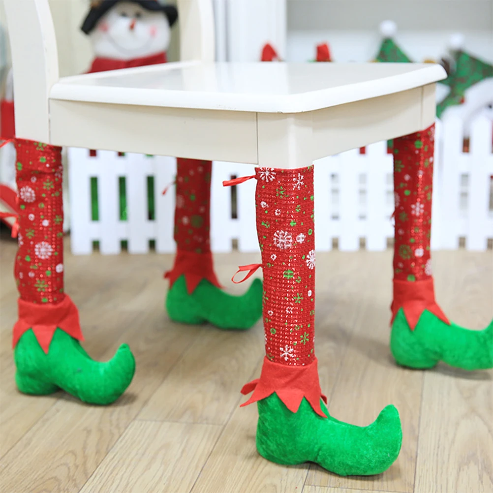 

Pair Of Christmas Table And Chair Leg Covers Elves Feet Shoes Legs Party Decorations Favors Novelty Christmas Dinner Table Decor