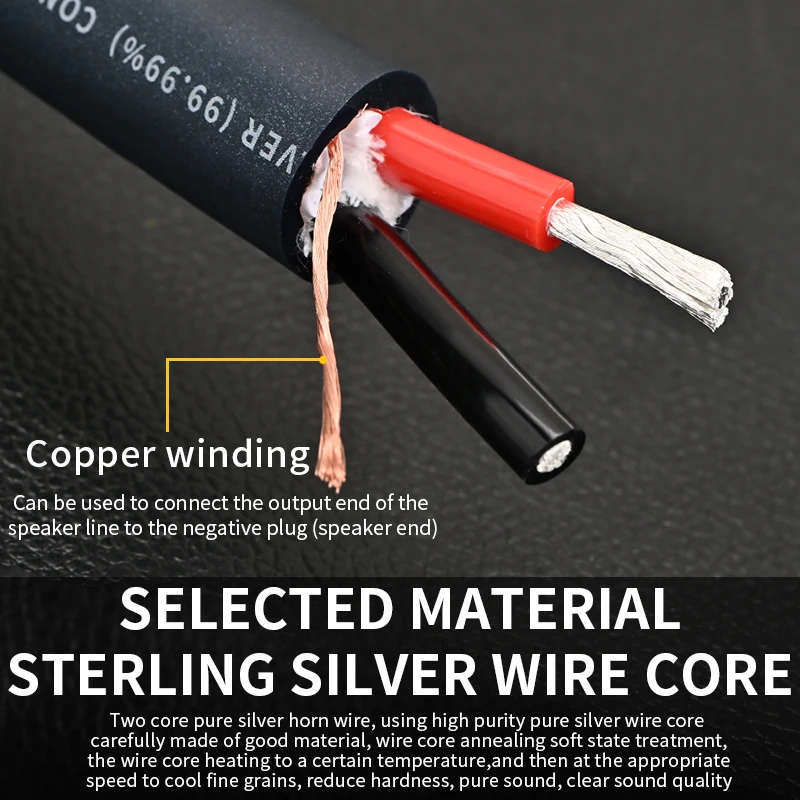 Hi-end Pure Silver Speaker Wire 2*5.26mm² DIY Bulk Wire Audiophile HiFi Audio Amplifier Horn Cable