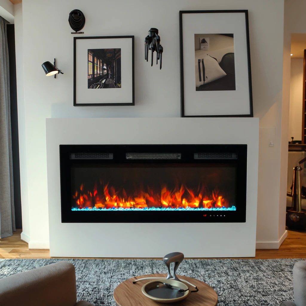 

Hot Selling 42-Inch Electric Fireplace Simulated Flame Ceramic Heater For Living Room 1500W Built-in Installation For Hotels