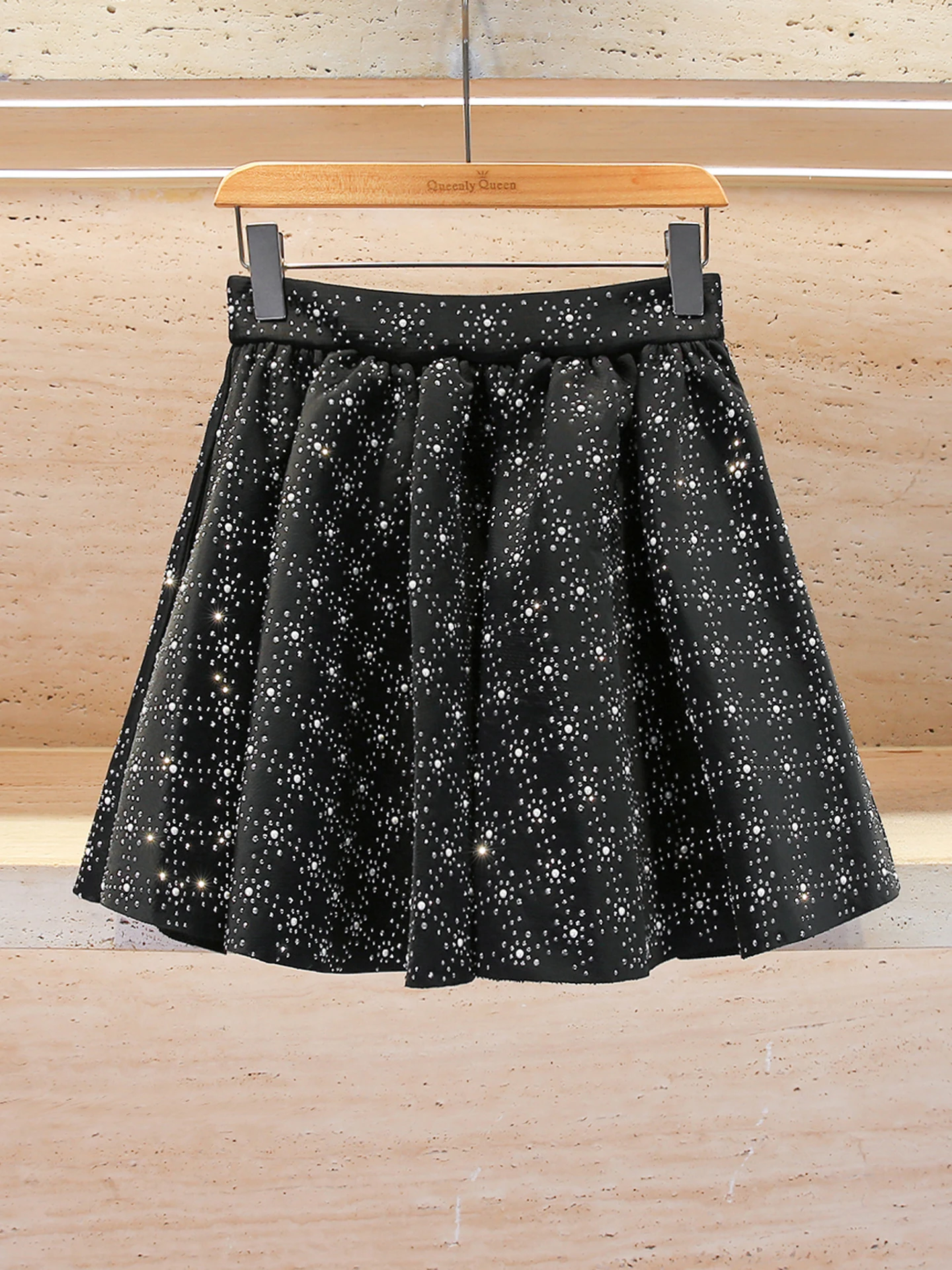 

M Home Nan You High End Women's Faion Sweet ort Skirt with Heavy Rhinestones High Waist a Line Skirt for Autumn Winter