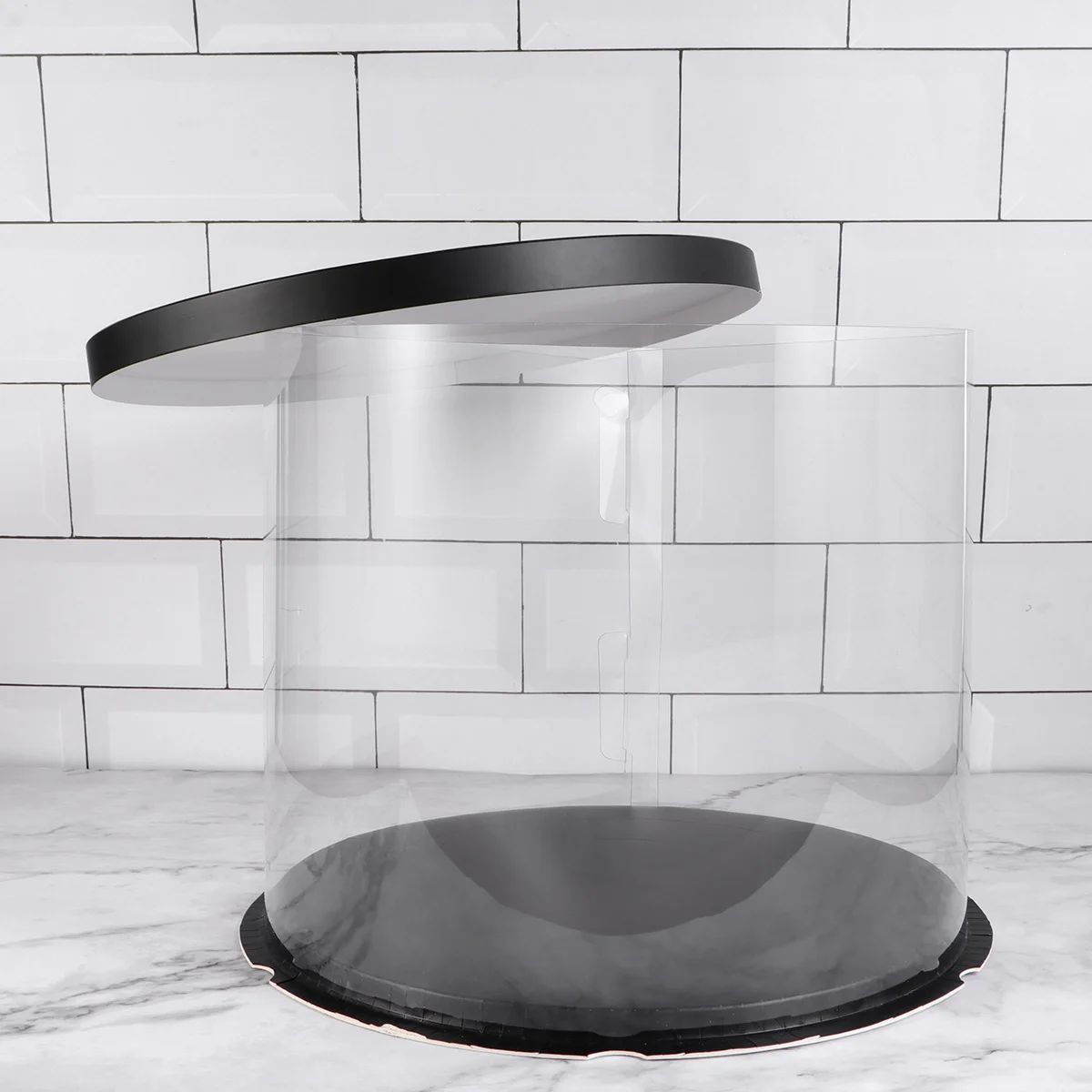 

Round Cake Box Transparent Black 10Inch Double-Layer Pet For Bakery Dessert Packaging Party Gift Box