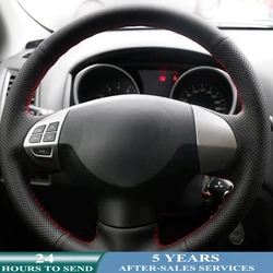 Customized Car Steering Wheel Cover Cowhide Leather Braid For Mitsubishi Lancer X 10 2007-2015 Outlander 2006-2013 ASX 2010-2013