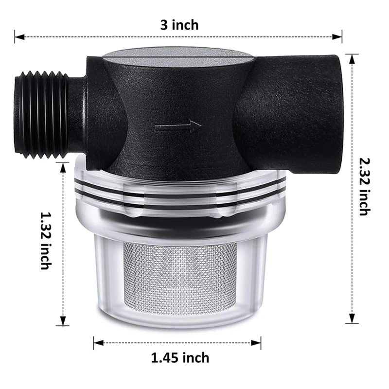 AB42-Water Pump Strainer Filter Set Include Twist On Pipe Strainer And Extra 50 Mesh Filter Screen,RV Replacement 1/2 Filter