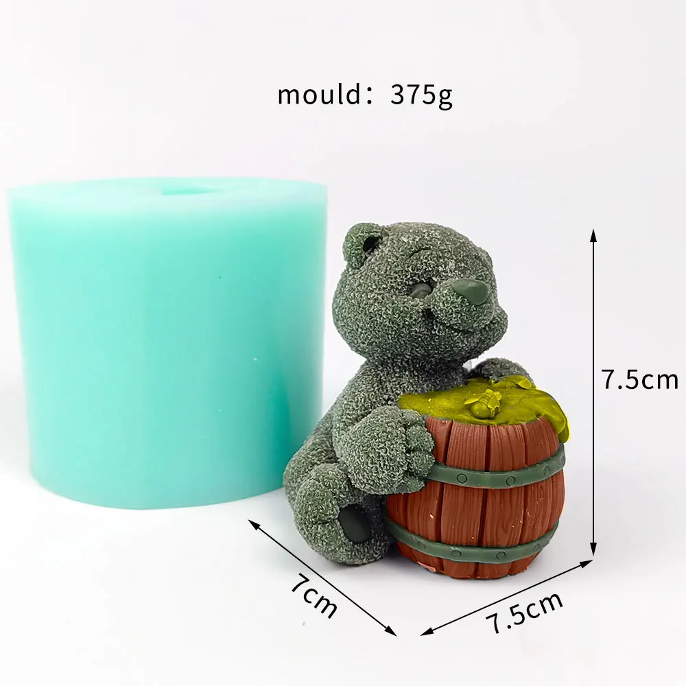 DW0393 PRZY Molds Silicone Cute Bear Wedding Birthday 3D Honey Pot With Bee Moulds Soap Valentine's Day Candle Mold Clay Resin