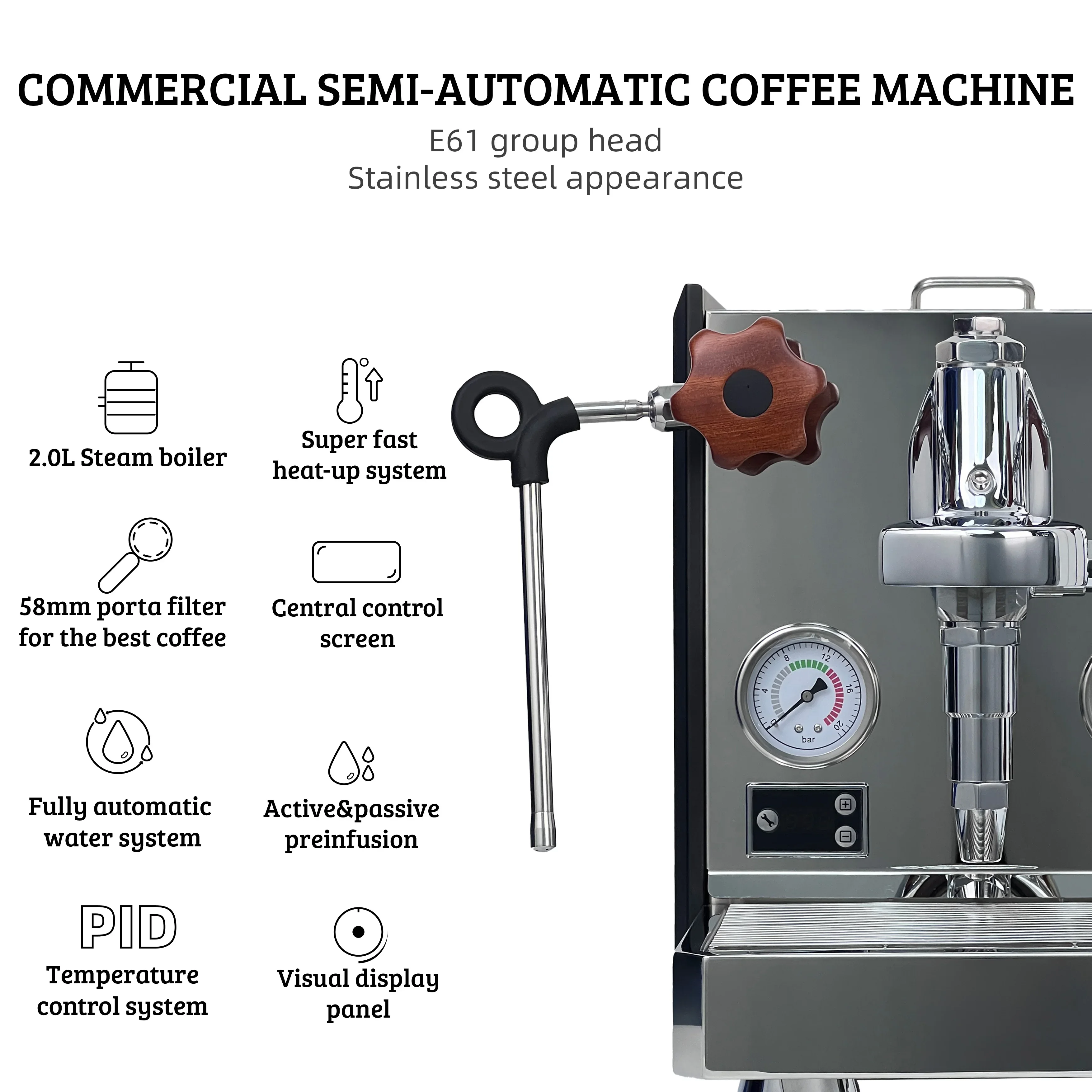 15Bar semi-automatic 220-240v espresso maker high pressure coffee machine in china