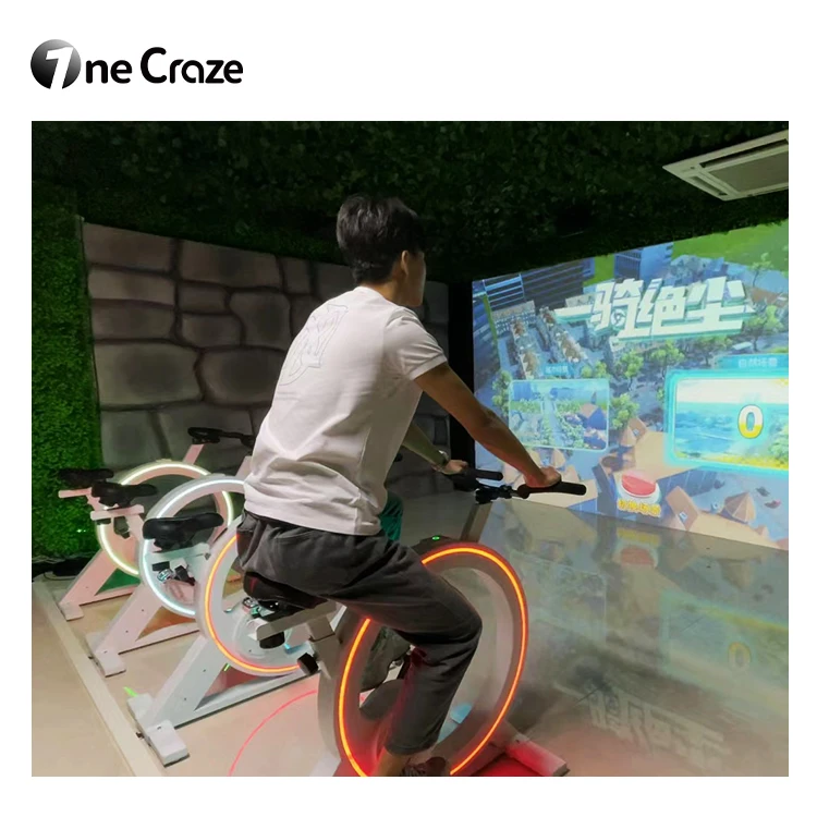 2024 New sports games vr ar dynamic bicycle exercise bike with video projector interactive Projection game Cycling Simulator