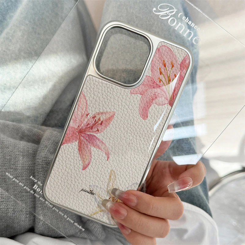 حافظة هاتف فاخرة أنيقة من جلد الزنبق لهاتف آيفون 11/12/13/14/15/16/17 Pro Max AIR PLUS