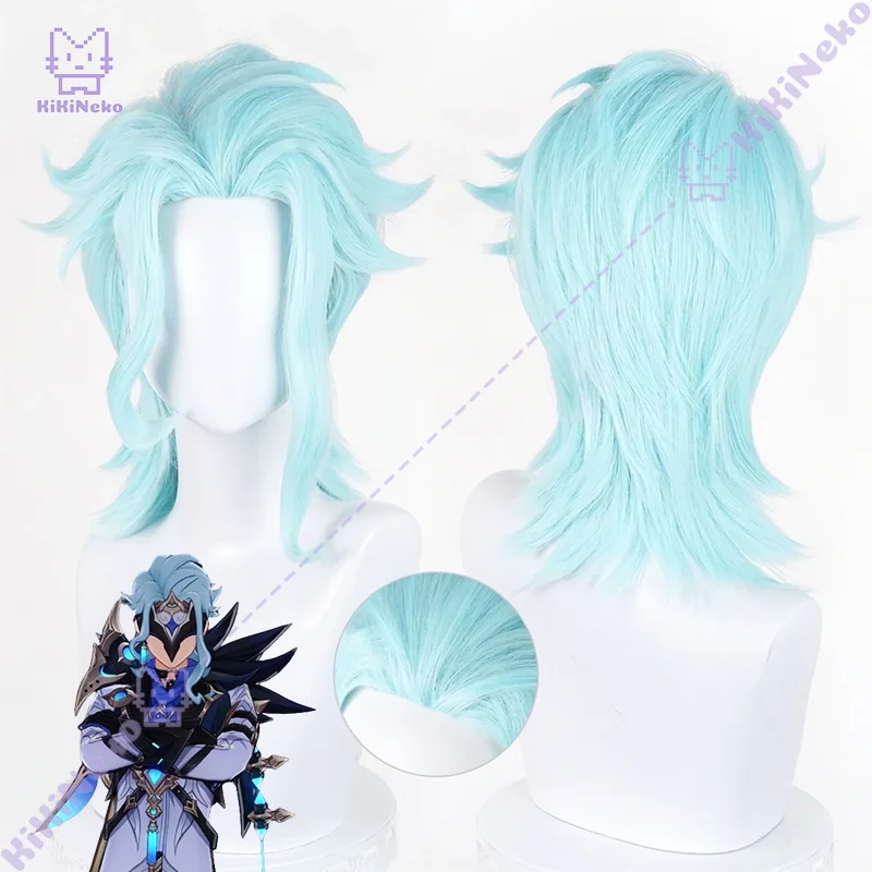 Game Genshin Impact Dottore Cosplay Wig Dottore Custom Light Cyan Cosplay Wig For Hallowmas Party Anime Convention Adult