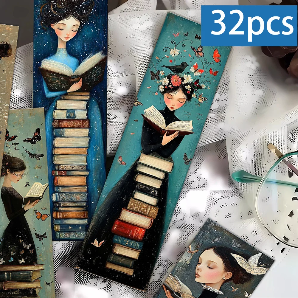 32 marque-pages sur le thème des filles amoureuses des livres, un cadeau adorable pour les bibliophiles, les amis et les enseignants, marque-page décoratif à faire soi-même