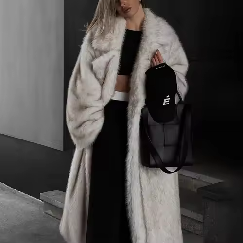 Neo Mint 2024 Winter Warm Fluffy Gradient Eco Fur Jacket Women Luxury Long Faux Fox Fur Coat Street Furry Outerwear Overcoat - Image 7