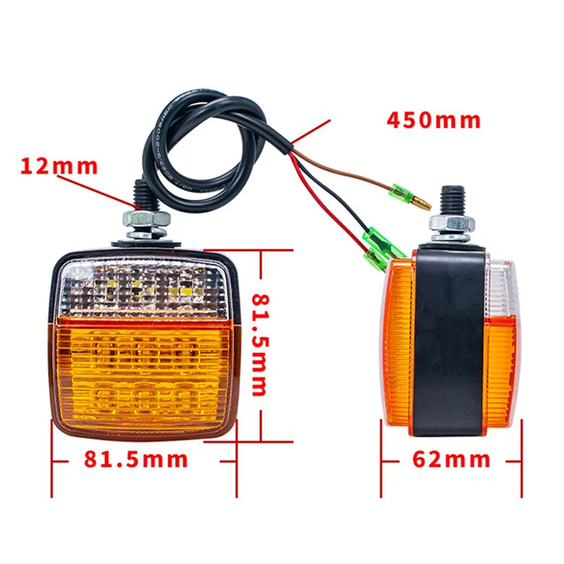 

12X Forklift Turning Light LED Double-Sided Small Light 12V Square Turning Front Light Parking Light Reversing Light-L94A