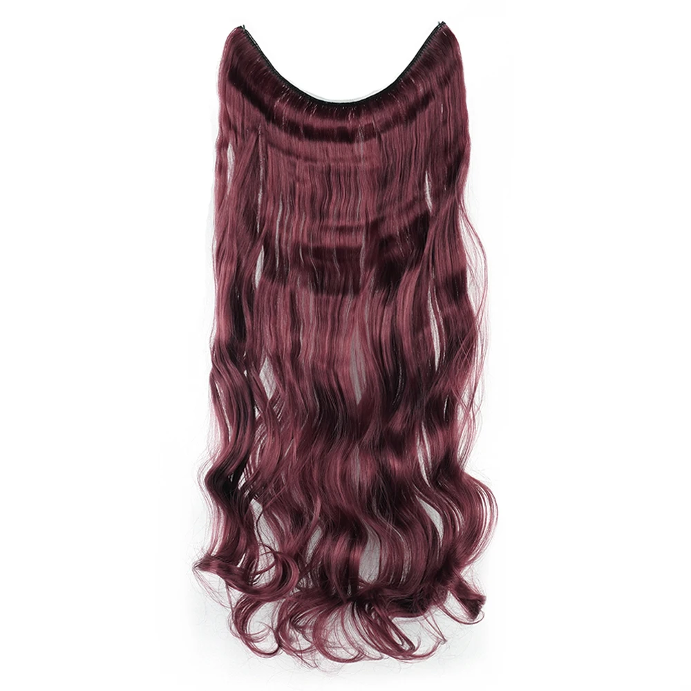 Soowee Long Grey Synthetic Hair Hairpieces Fish Line Fusion Invisible Curly Hair Extensions Aplique De Cabelo