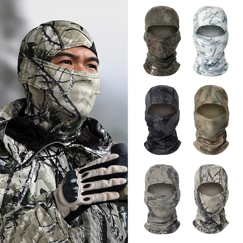 Seluruh wajah พราง Balaclava หน้ากากผู้ชาย, ผ้าคลุมศีรษะปั่นจักรยานสกีปั่นจักรยาน